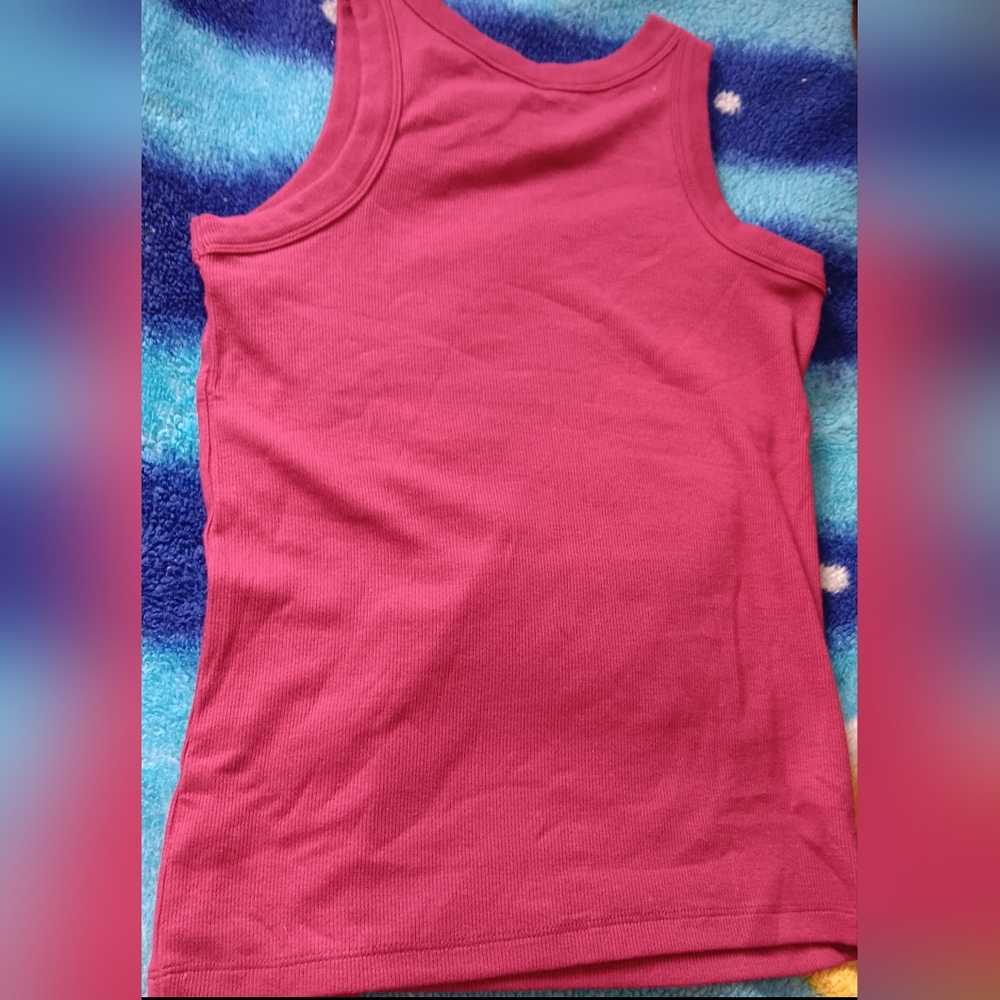 LOFT Berry Ribbed Sleeveless Top